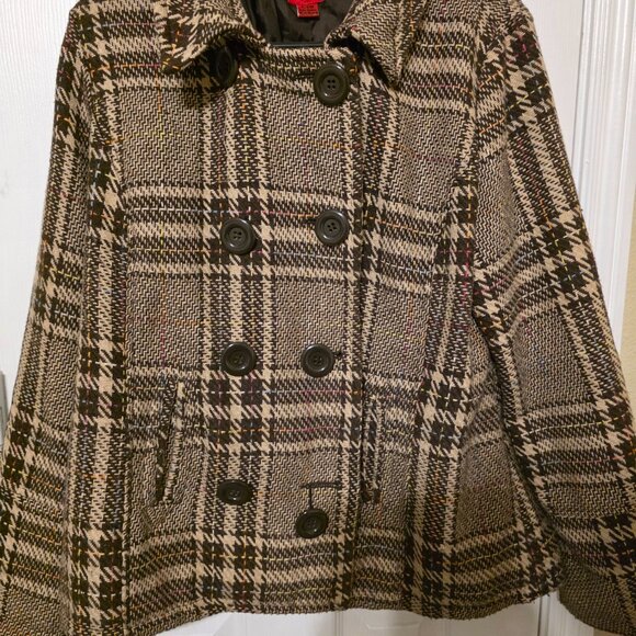 Vintage Brown and Tan Plaid Jacket - Women's XL - Picture 7 of 8